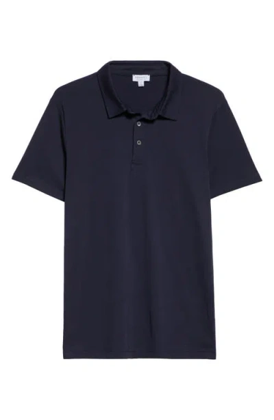 Sunspel Cotton Jersey Polo In Navy