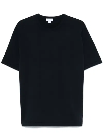 Sunspel Cotton Knit T-shirt In Blue