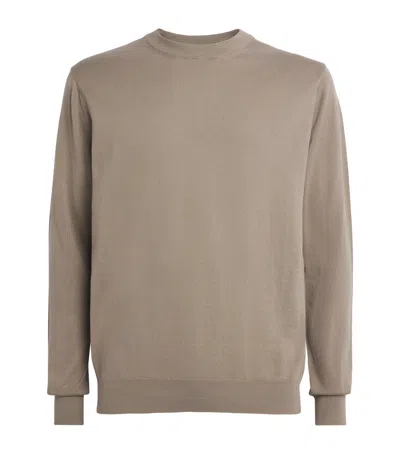 Sunspel Cotton Lightweight Crew-neck Sweater In Brown
