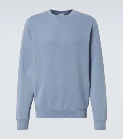 Sunspel Cotton Loopback Sweatshirt In Blue