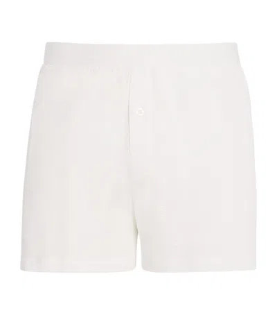 Sunspel Cotton Mesh Cellular Boxer Shorts In White