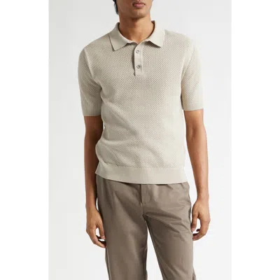 Sunspel Cotton Mesh Polo In Brown