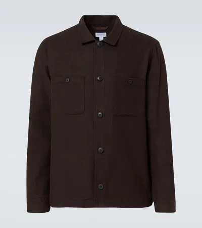 Sunspel Cotton Overshirt In Brown