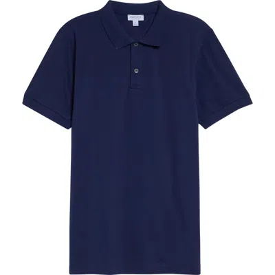 Sunspel Short-sleeve Polo Shirt In Blue