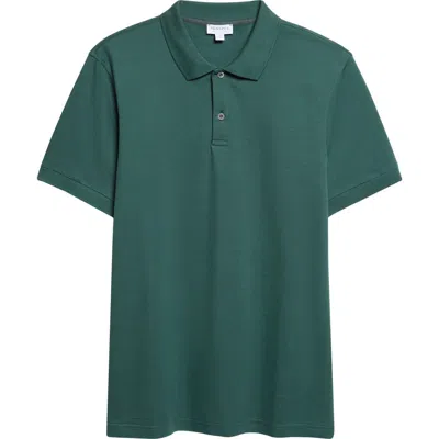 Sunspel Cotton Piqué Polo In Green