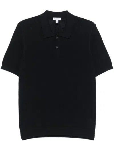 Sunspel Cotton Polo Shirt In Blue