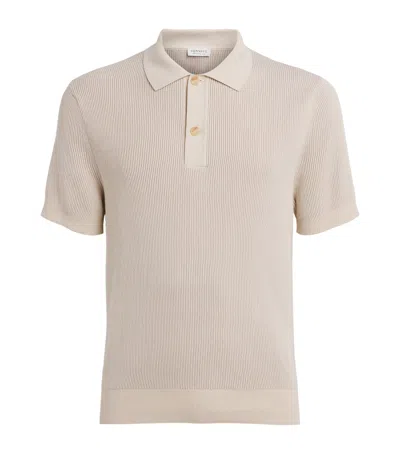 Sunspel Cotton Rib-knit Polo Shirt In Neutral