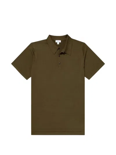 Sunspel Cotton Short-sleeve Polo Shirt In Green