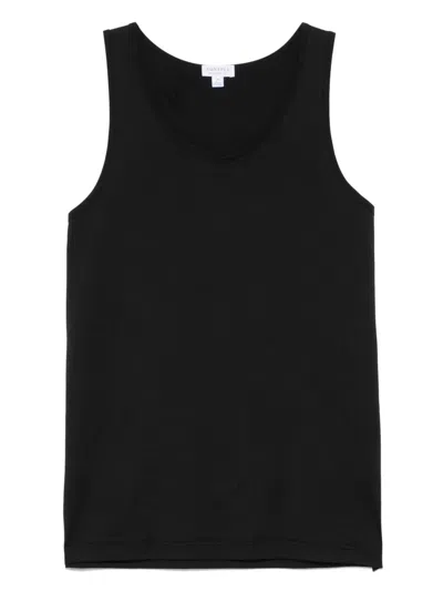 Sunspel Cotton Tank Top In Schwarz