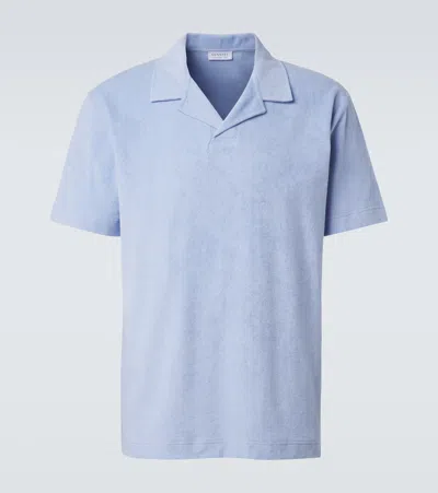 Sunspel Cotton Terry Polo Shirt In Blue