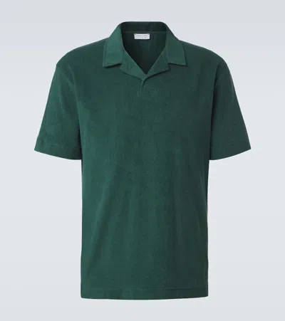 Sunspel Cotton Terry Polo Shirt In Blue