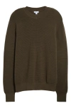 Sunspel Cotton Waffle Stitch Crewneck Sweater In Khaki