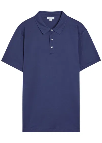 Sunspel Cotton-jersey Polo Shirt In Blue