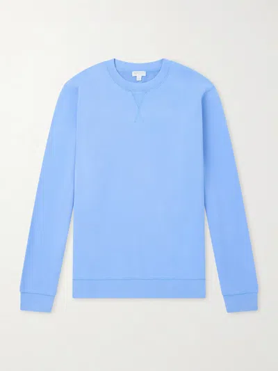 Sunspel Cotton-jersey Sweatshirt In Blue