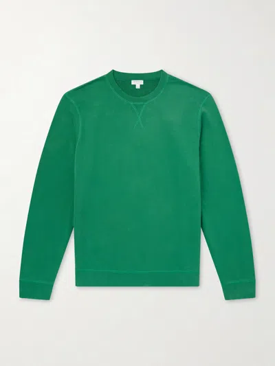 Sunspel Cotton-jersey Sweatshirt In Green