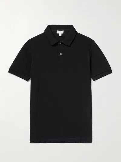 Sunspel Riviera Short-sleeve Polo Shirt In Black