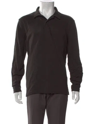 Pre-owned Sunspel Crew Neck Long Sleeve Polo Shirt In Black