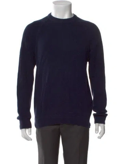 Pre-owned Sunspel Crew Neck Long Sleeve Pullover In Blue