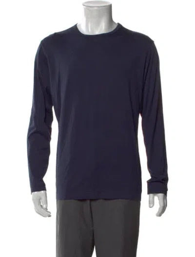 Pre-owned Sunspel Crew Neck Long Sleeve T-shirt In Blue