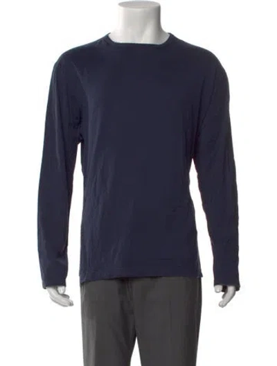 Pre-owned Sunspel Crew Neck Long Sleeve T-shirt In Blue