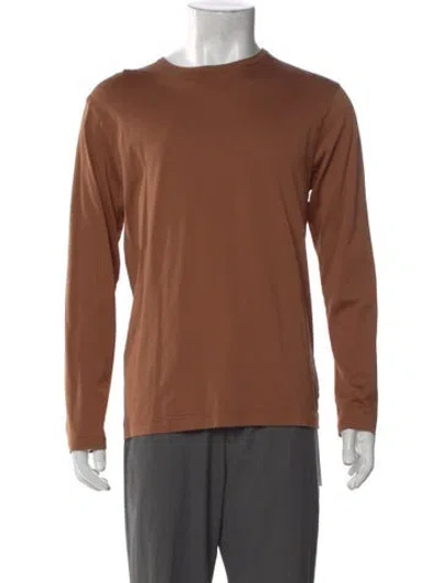 Pre-owned Sunspel Crew Neck Long Sleeve T-shirt In Brown