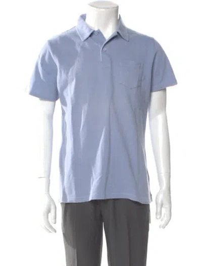 Pre-owned Sunspel Crew Neck Short Sleeve Polo Shirt In Blue
