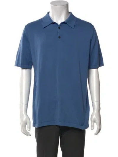 Pre-owned Sunspel Crew Neck Short Sleeve Polo Shirt In Blue
