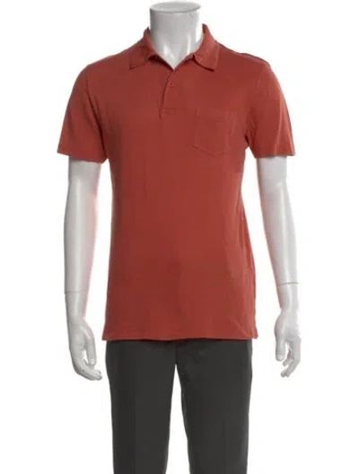 Pre-owned Sunspel Crew Neck Short Sleeve Polo Shirt In Orange