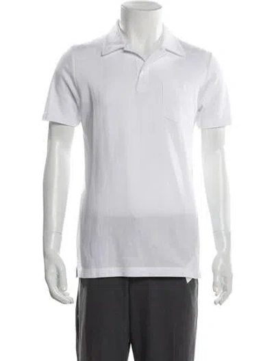 Pre-owned Sunspel Crew Neck Short Sleeve Polo Shirt In White
