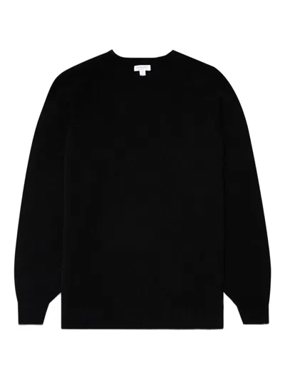 Sunspel Crew-neck Sweater In Black