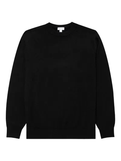 Sunspel Crew-neck Sweater In Black