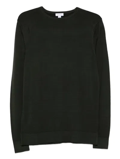 Sunspel Crew Neck Sweater In Green