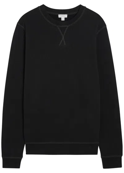 Sunspel Crew-neck Cotton Sweatshirt In Black