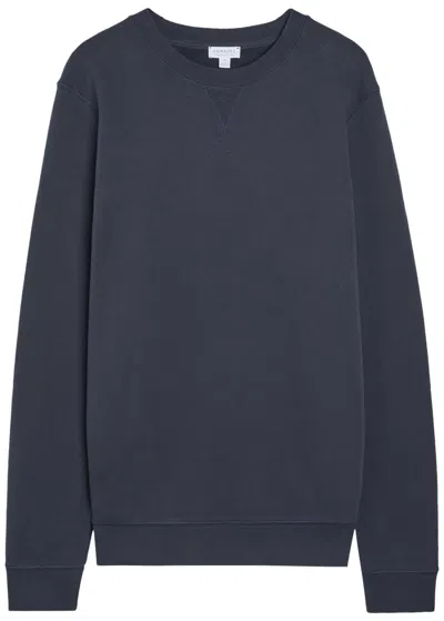 Sunspel Crew-neck Cotton Sweatshirt In Blue