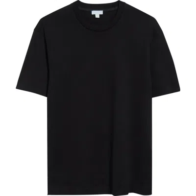 Sunspel Crewneck Silk & Cotton T-shirt In Black