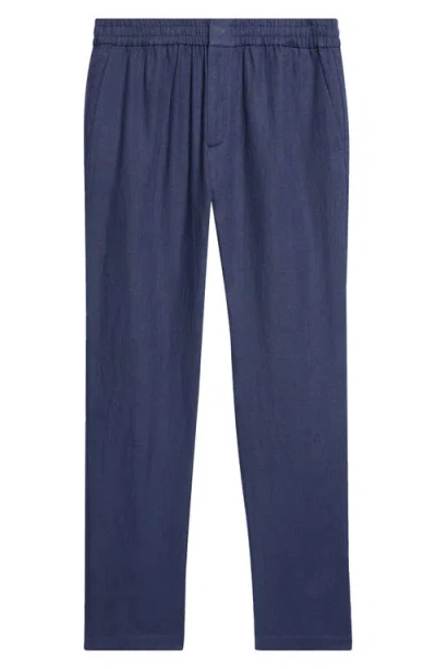 Sunspel Drawstring Linen Trousers In Blue