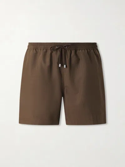 Sunspel Drawstring Straight-leg Swim Shorts In Brown