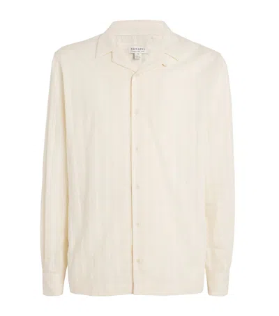 Sunspel Embroidered-stripe Shirt In Neutral