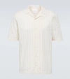 SUNSPEL EMBROIDERED STRIPED COTTON BOWLING SHIRT