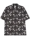 Sunspel Floral-print Cotton Shirt In Black