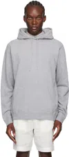 Sunspel Cotton French Terry Hoodie In Grey Melange