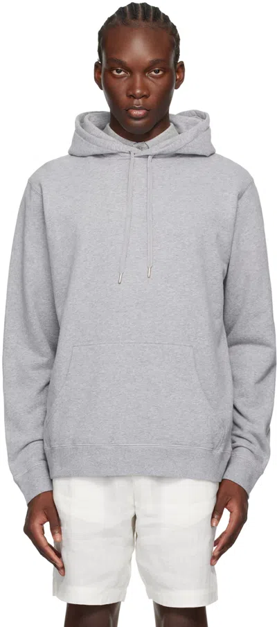 Sunspel Gray Loopback Hoodie In Grey Melange