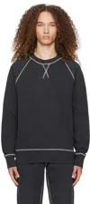 Sunspel Gray Raglan Sweatshirts In Charcoal Melange