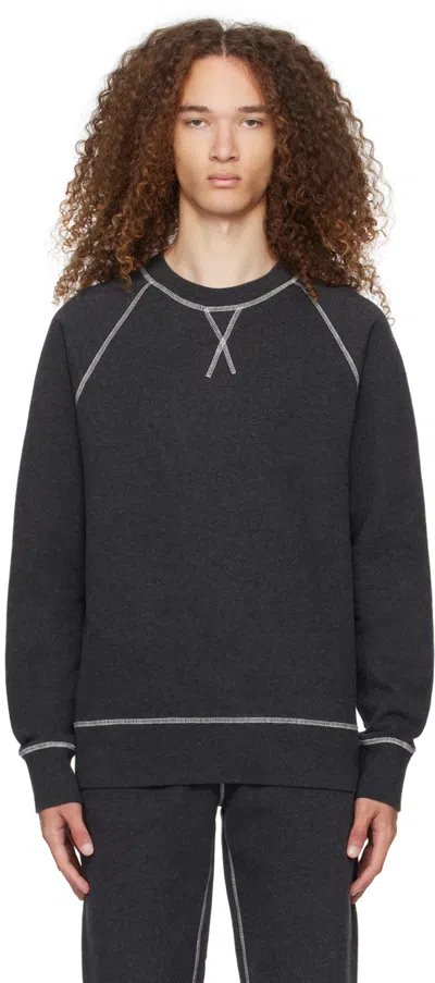 Sunspel Gray Raglan Sweatshirts In Charcoal Melange
