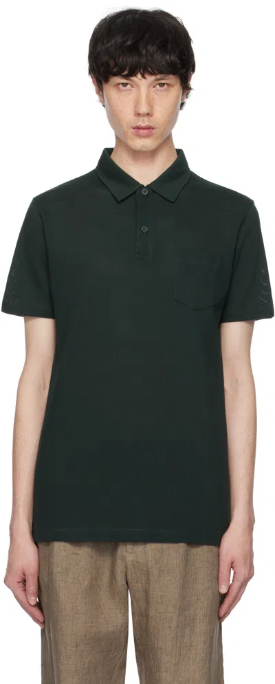Sunspel Green Riviera Polo In Holly Green