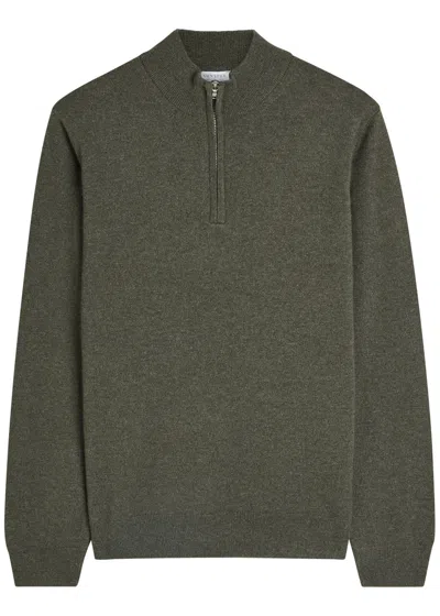 Sunspel Half-zip Cashmere Jumper In Brown