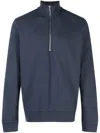 Sunspel Half-zip Front Sweatshirt In Blue