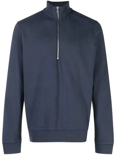 Sunspel Half-zip Front Sweatshirt In Buaa Navy