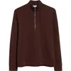 Sunspel Half Zip Pullover In Raisin