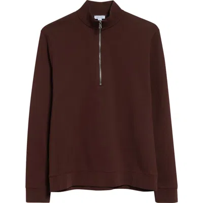 Sunspel Half Zip Pullover In Raisin